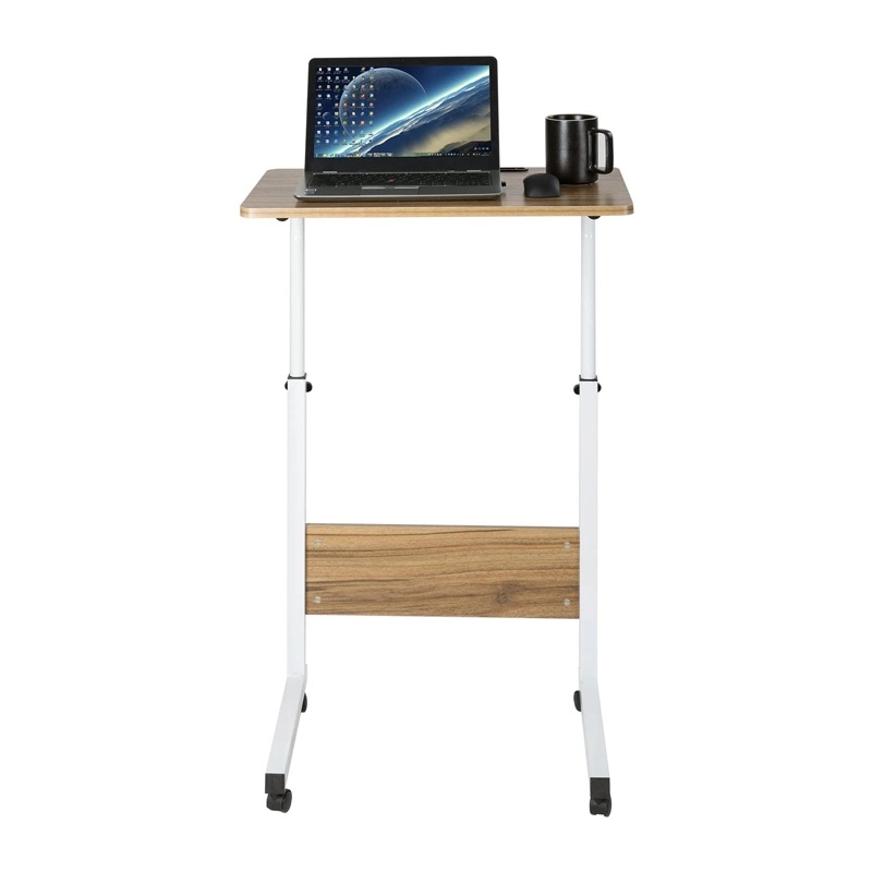 Hospital Overbed Adjustable Folding Pneumatic Laptop Cart Over Bed Side Table/Computer Desk with Wheels Pb Board for Sofa Living Room