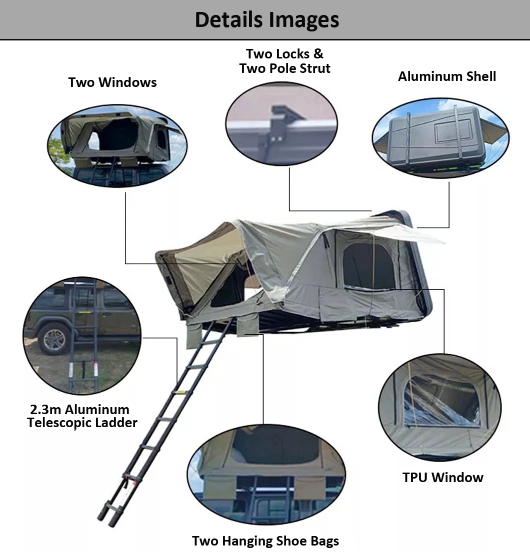 Hot Sell High Quality Top-Ranked Products Semi-Automatic All Aluminum Rollover Hard Shell Rooftop Tent