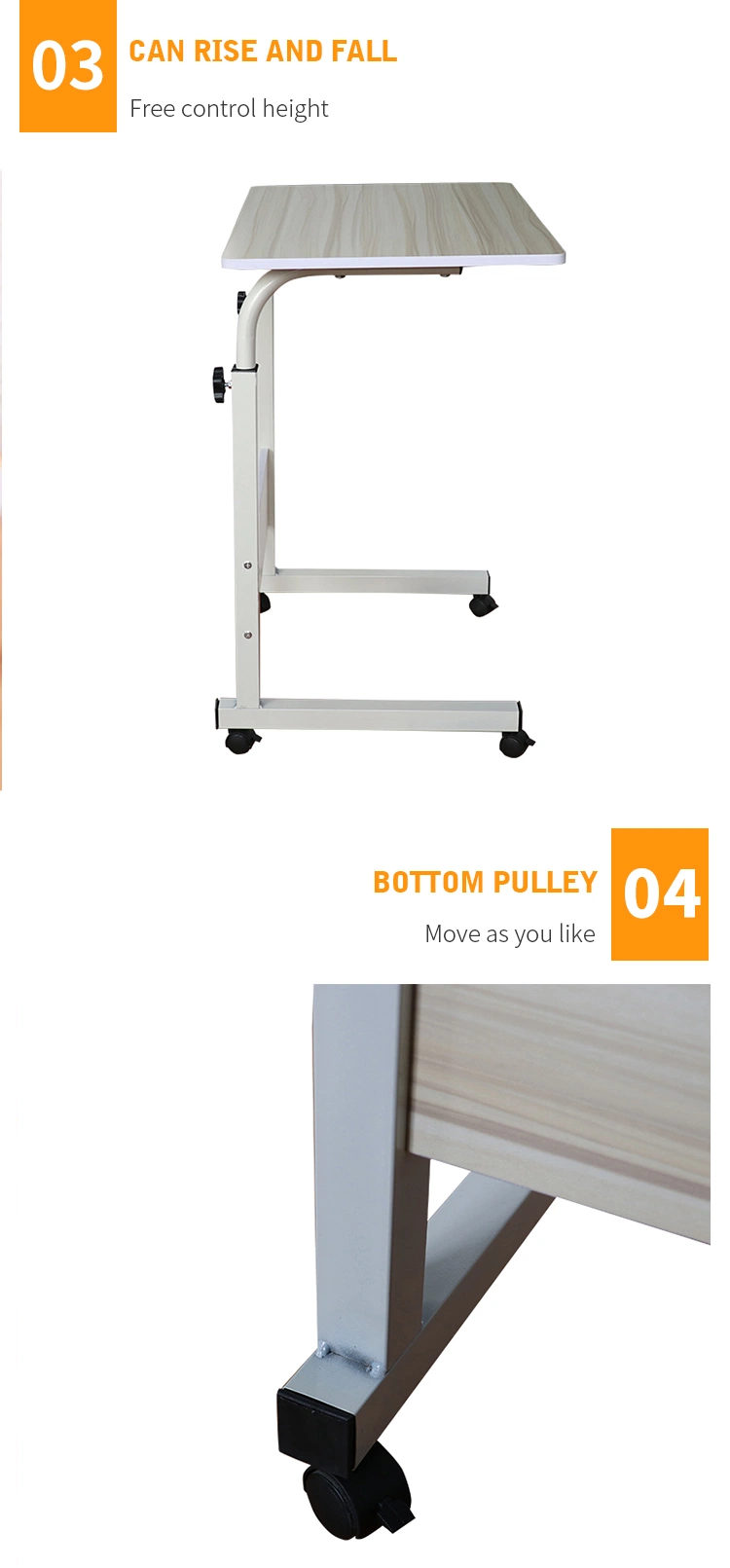 Simple Folding Height Adjustable Laptop Table for Bedside Hospital Sofa