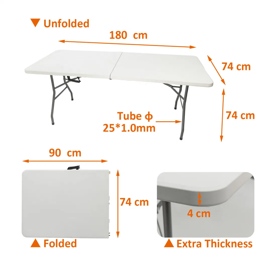 Heavy Duty 4FT 5FT 6FT 8FT Outdoor Event Portable White Plastic Folding Rectangle Table for Party