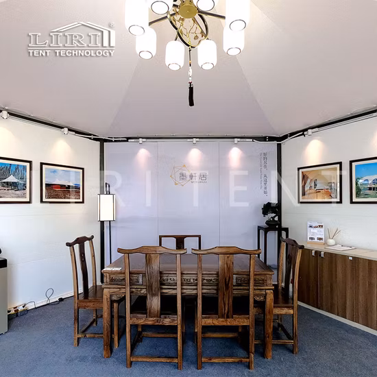 큰 육각형 Tesioned 막 구조 Glamping 호텔 체더링 연회 큰천막 천막